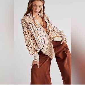 Floral and Striped Button-Up free people blouse